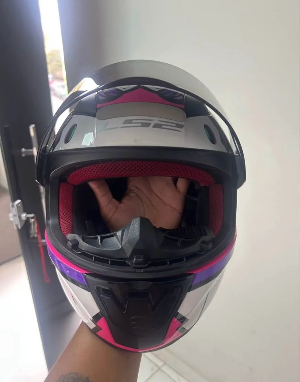 Ls2 Ff353 Khan Rosa Roxo Branco  - Foto 4