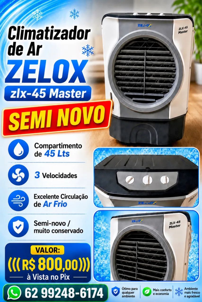 Climatizador ZELOX 45 Lts Novo Novo - Ventiladores e