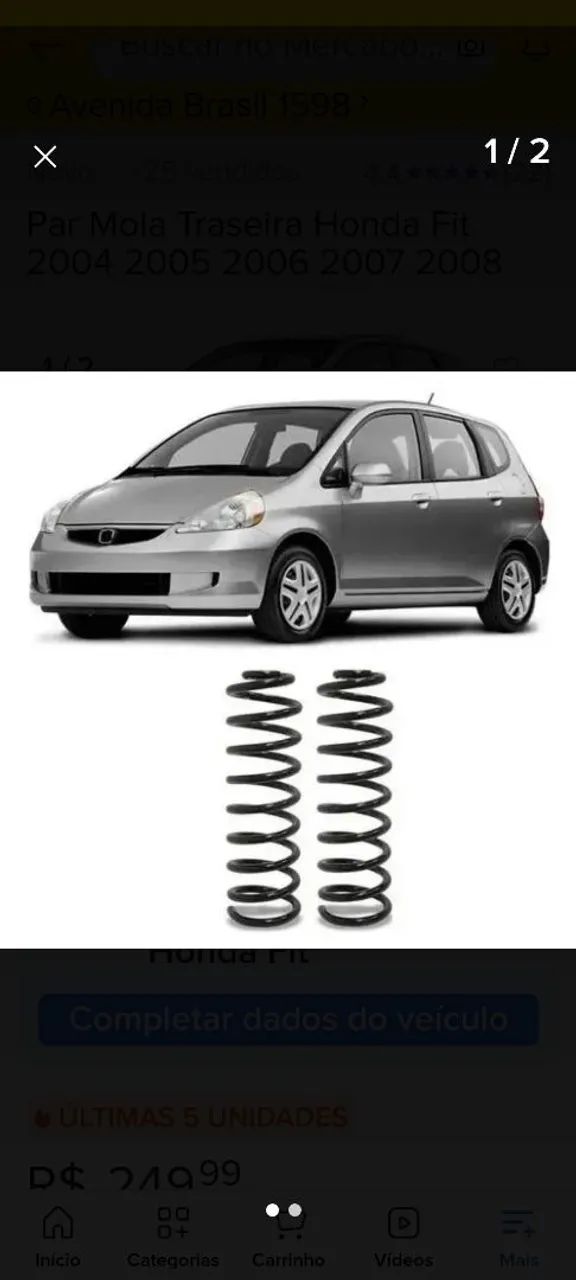 Par de molas traseira Honda fit 2004 a 2008