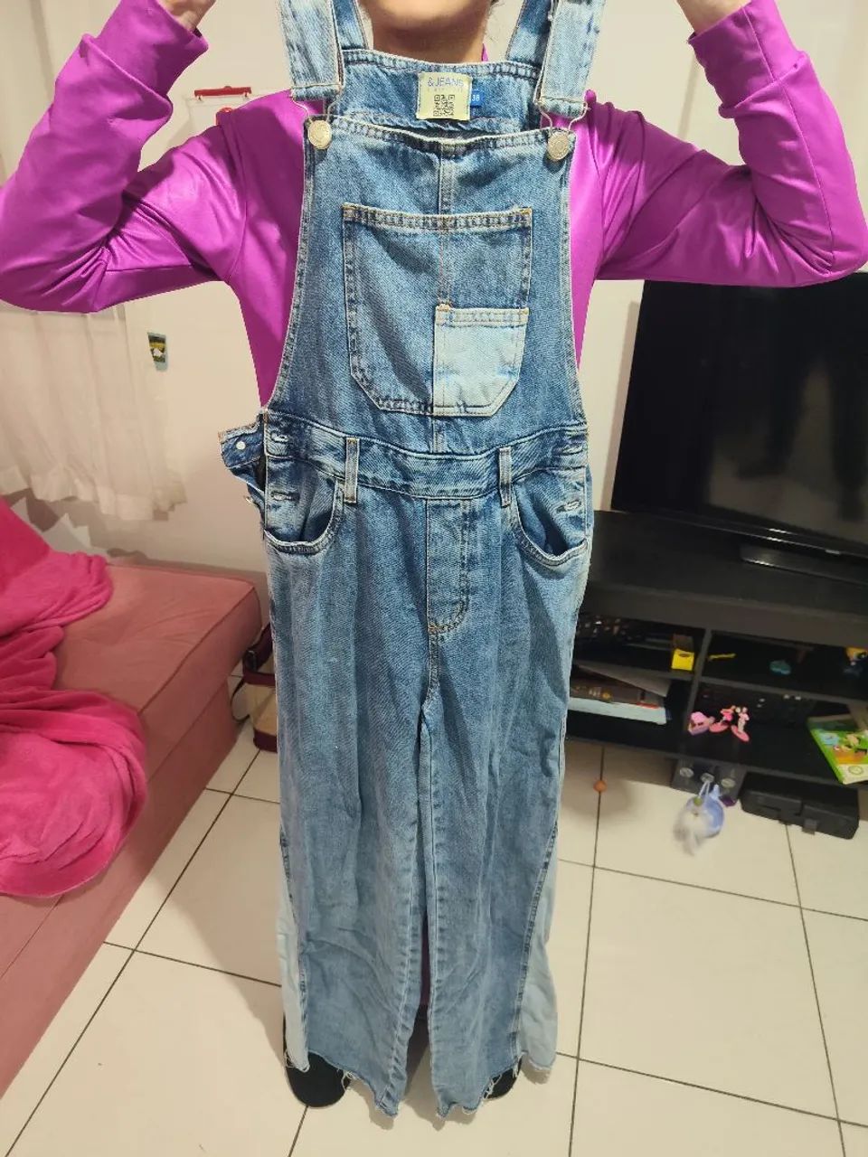 macacão jeans tamanho 38