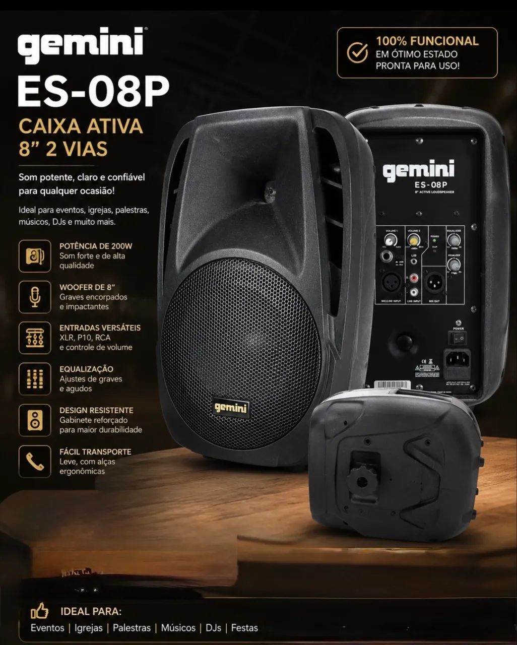 Gemini ES-08P - Caixa Ativa 8 polegadas Profissional - Foto 5