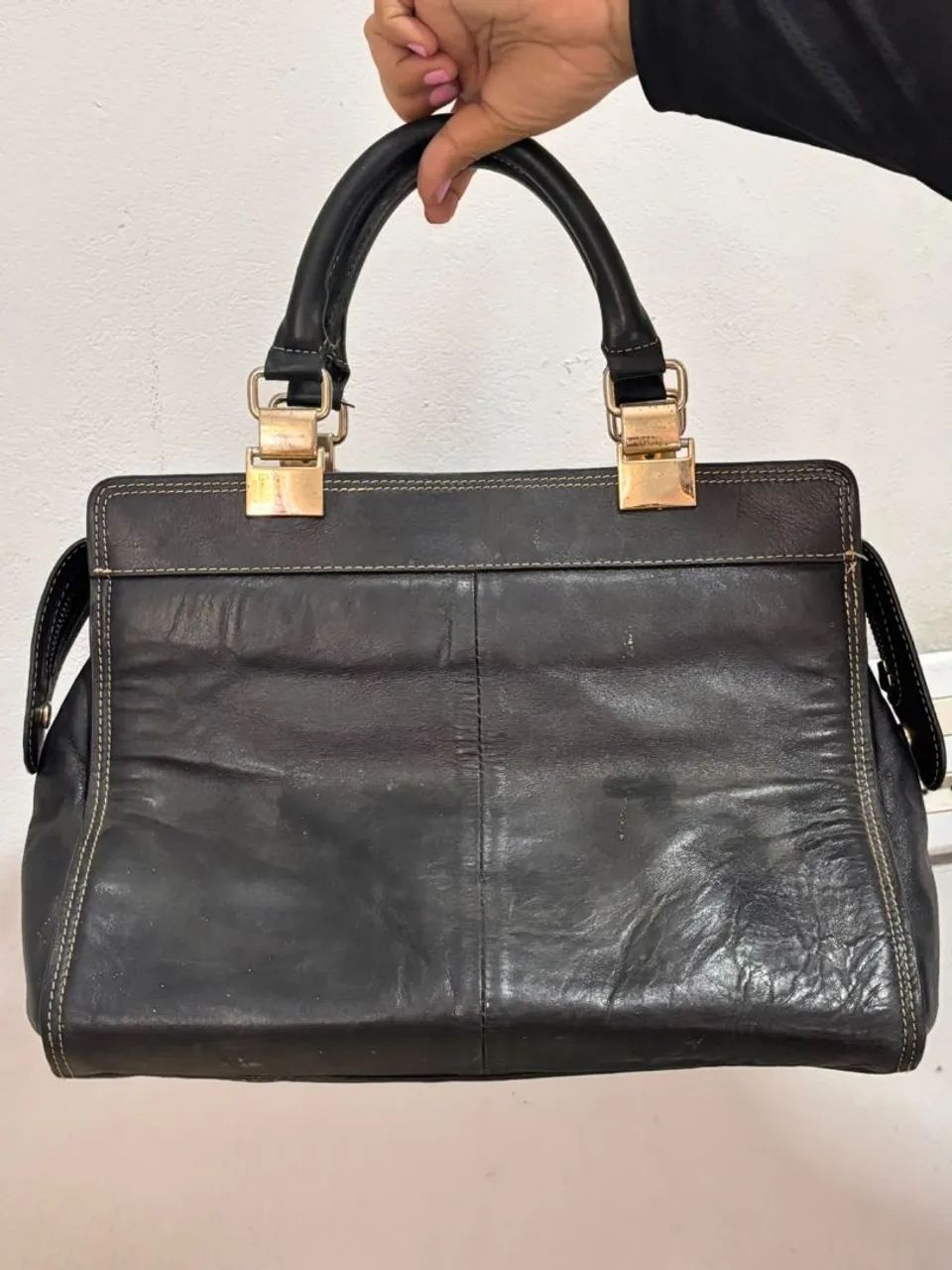 Bolsa em couro e original  - Foto 4