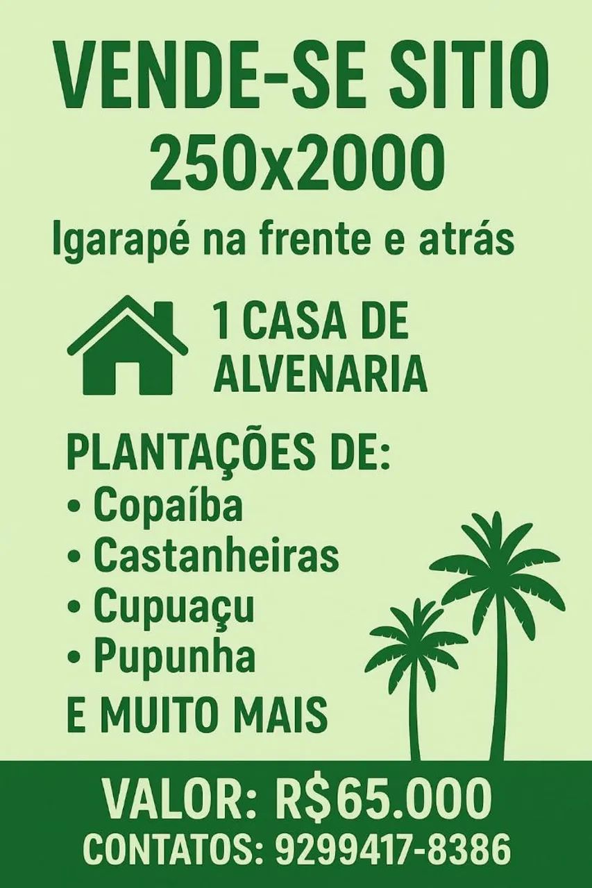 Vende-se um sítio em presidente Figueiredo 
