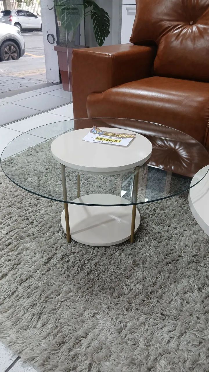 Centro de mesa dupla, 100% MDF e estrutura em aço dourado  - Foto 2