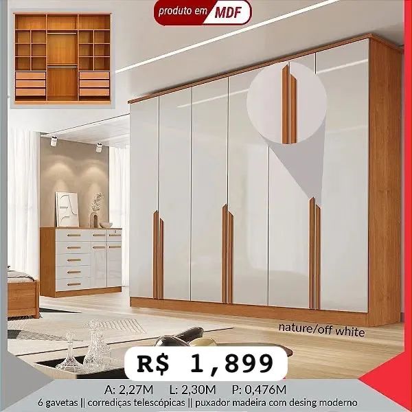 Guarda Roupa Casal Bianca 100% MDF  - Foto 2
