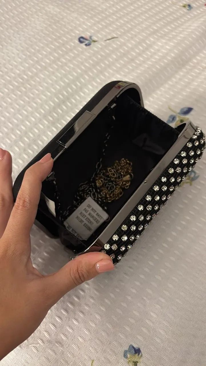 Clutch festa preta com strass - Foto 4