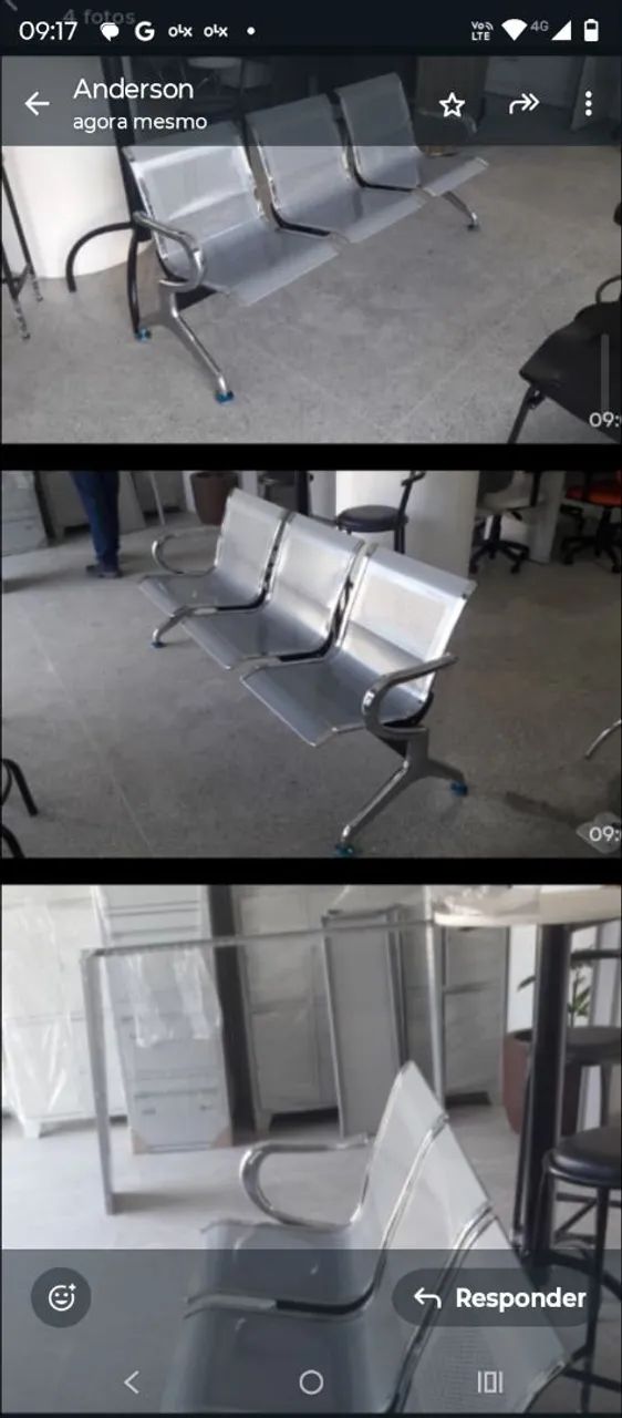 LONGARINA CROMADA LINDA 3 LUGARES RECEPCAO AVISTA R$ 1.599,00 ZAP * - Foto 3