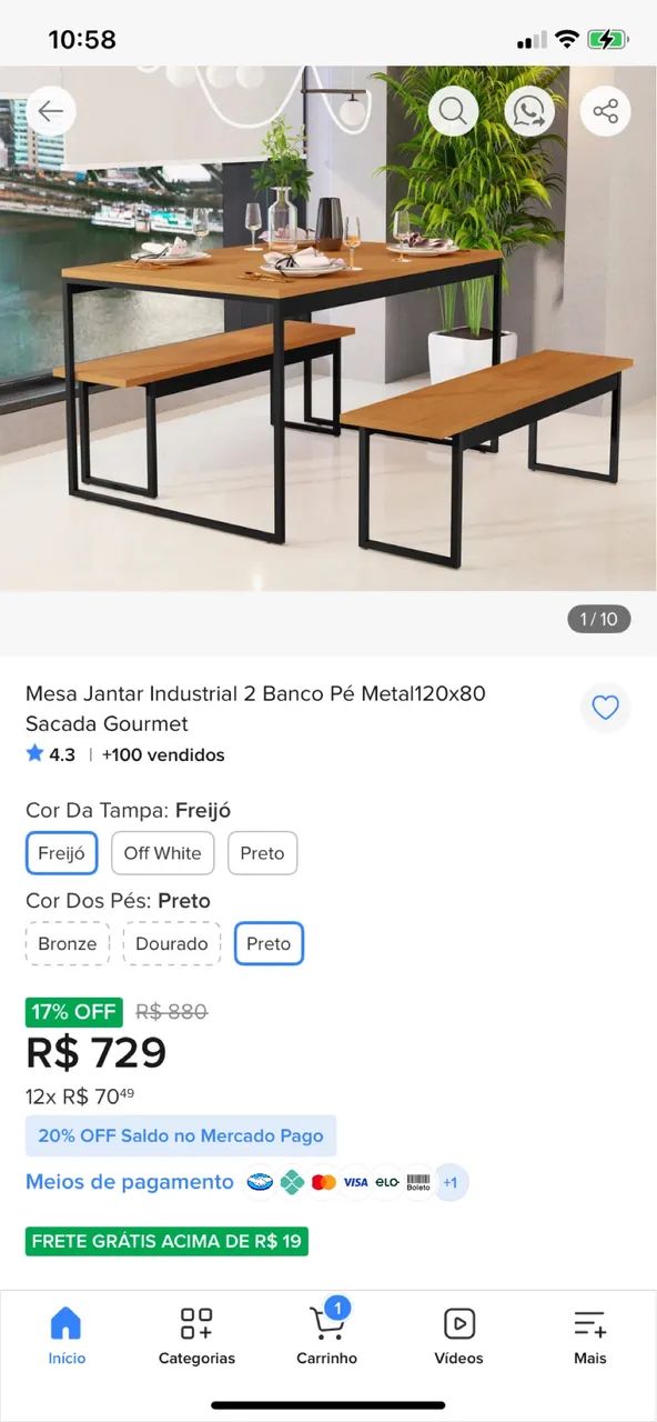 Mesa linda de jantar com bancos  - Foto 4
