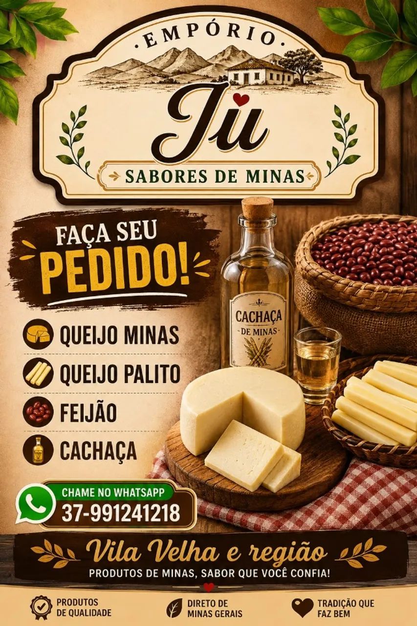 Produtos direto da roça, com os sabores de Minas