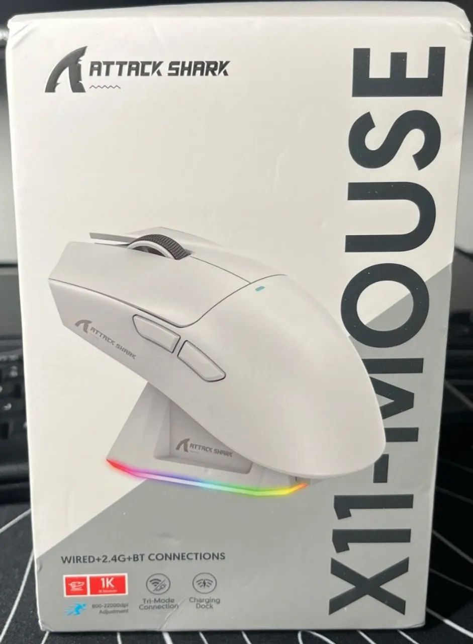 Mouse Attack Shark X11 Branco + Dock (NOVO NA CAIXA)