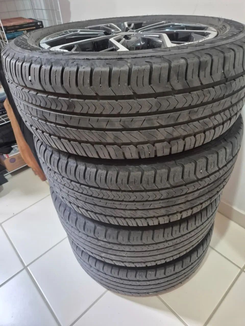 Rodas Nissan Aro 16 Preto Diamantado + Pneus Goodyear Eagle Sport 2 205/55 - Foto 3