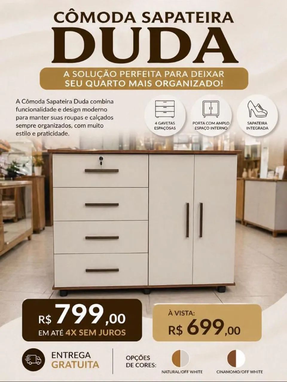Cômoda Duda com sapateira 
