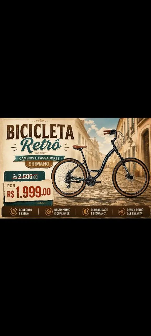Bicicleta retrô Alumínio R$ 1.999.00