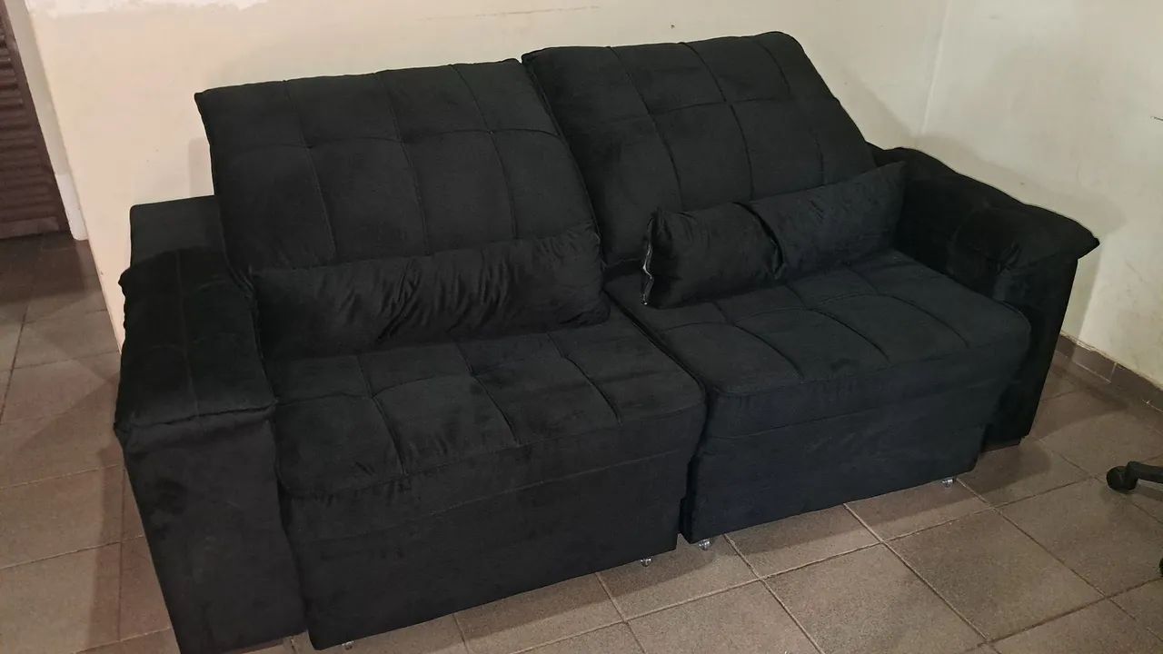 Sofá Retrátil Preto  - Foto 2