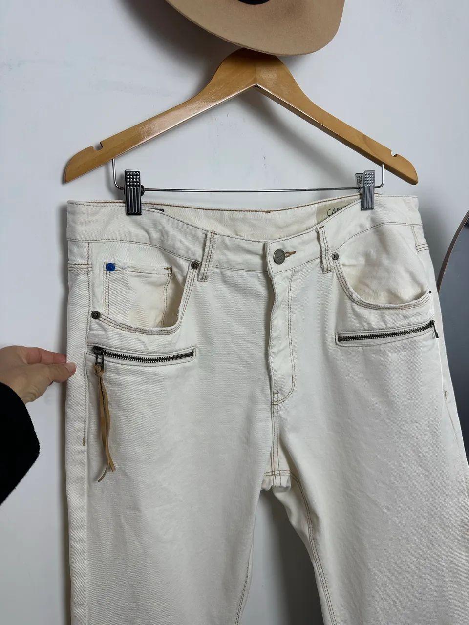 Calça jeans masculina em sarja de algodão da canal TAM 44 - Foto 3