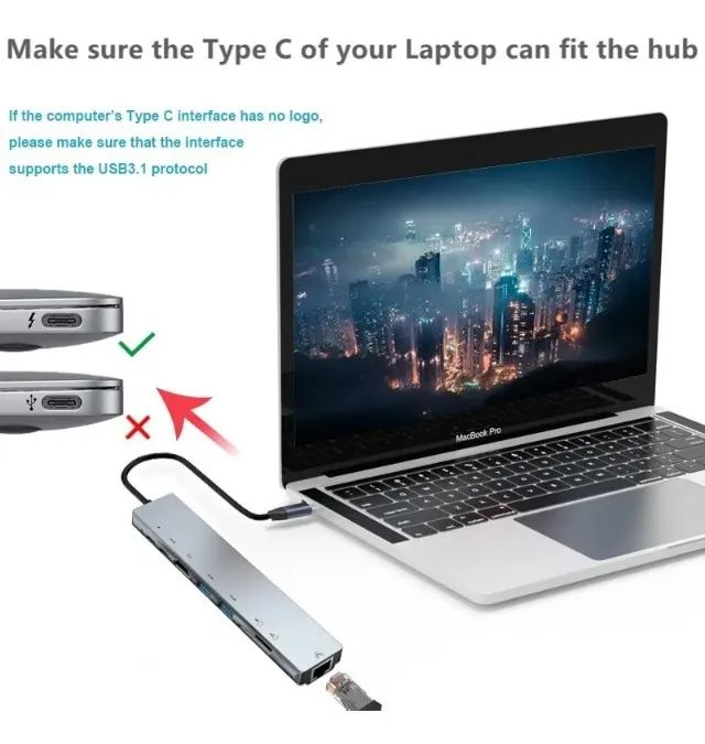 Hub Bakeey 8 Em 1 Para Macbook Pro Thunderbolt Usb C Hdmi 4k - Foto 5