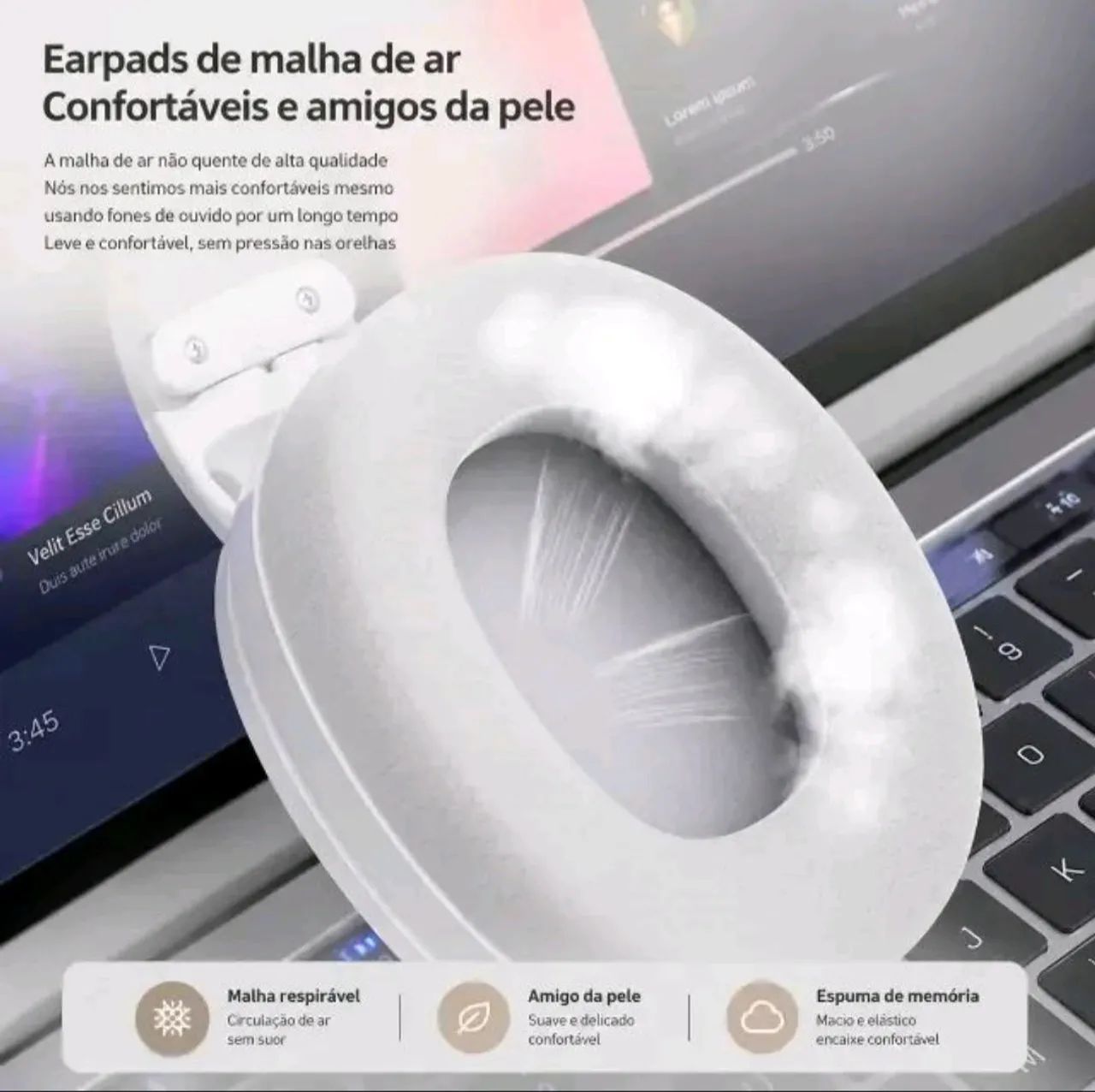 Headset Gamer Smailwolf L80 Sem Fio Trimode Bluetooth 2.4G e USB C - Branco - Foto 3