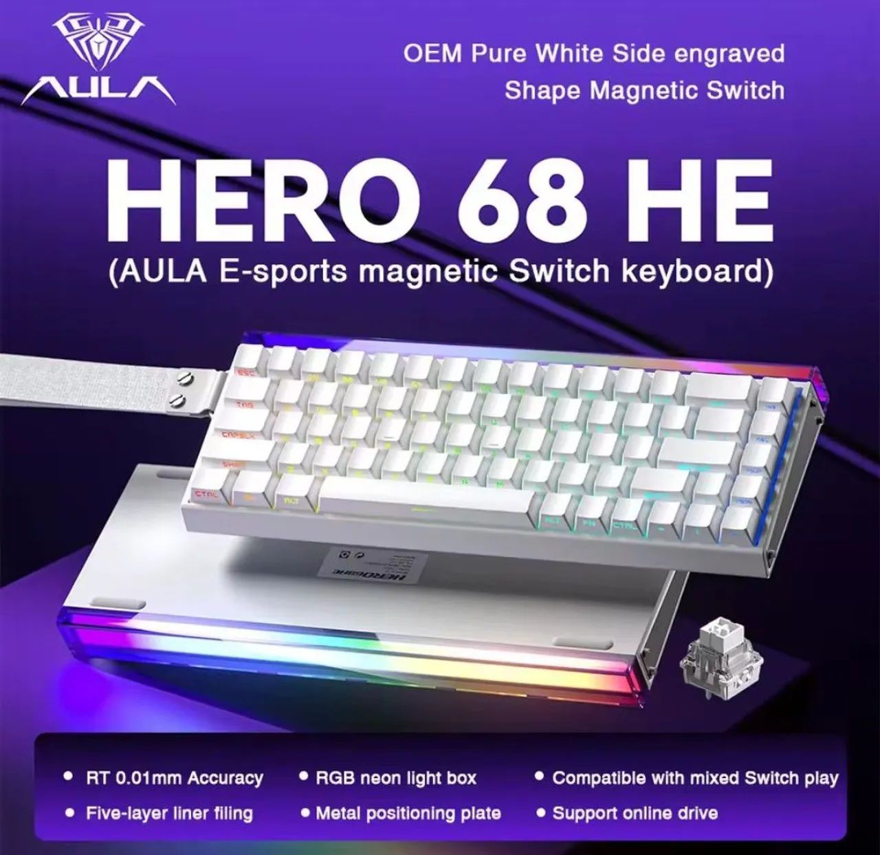 Teclado Magnético Aula Hero 68HE branco - Foto 3