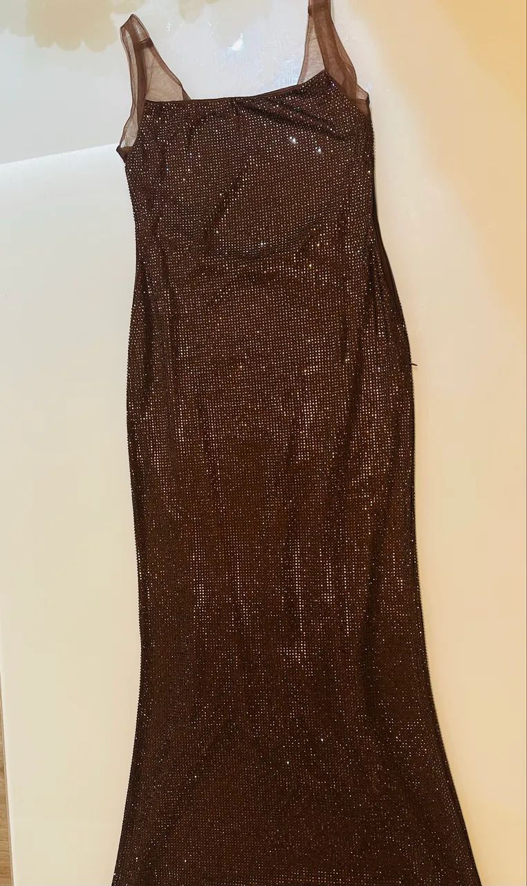 Vestido marrom longo - Foto 3