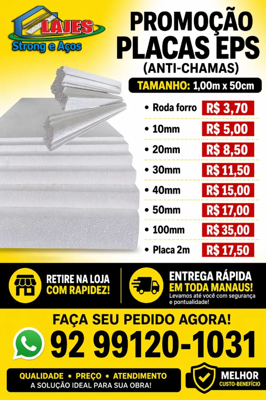 ISOPOR EPS ANTI CHAMAS EM PROMOÇÃO PARA RETIRADA 