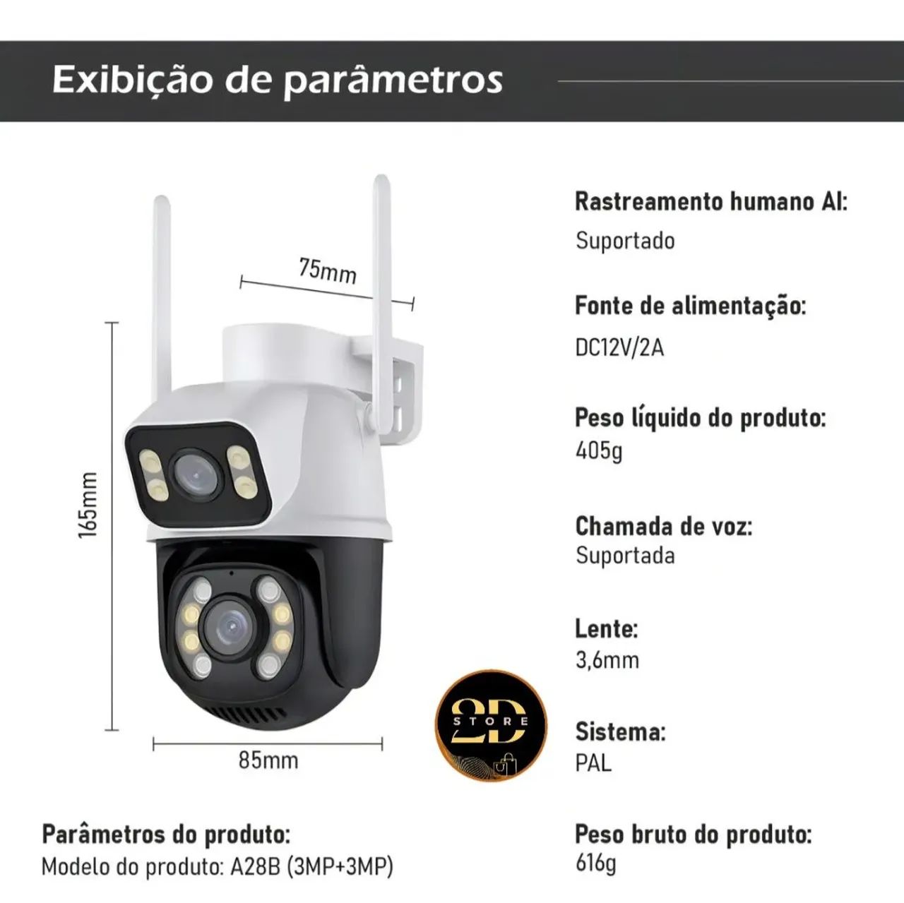 Câmera WiFi Inteligente com Rastreamento Automático + Visão Noturna  - Foto 4