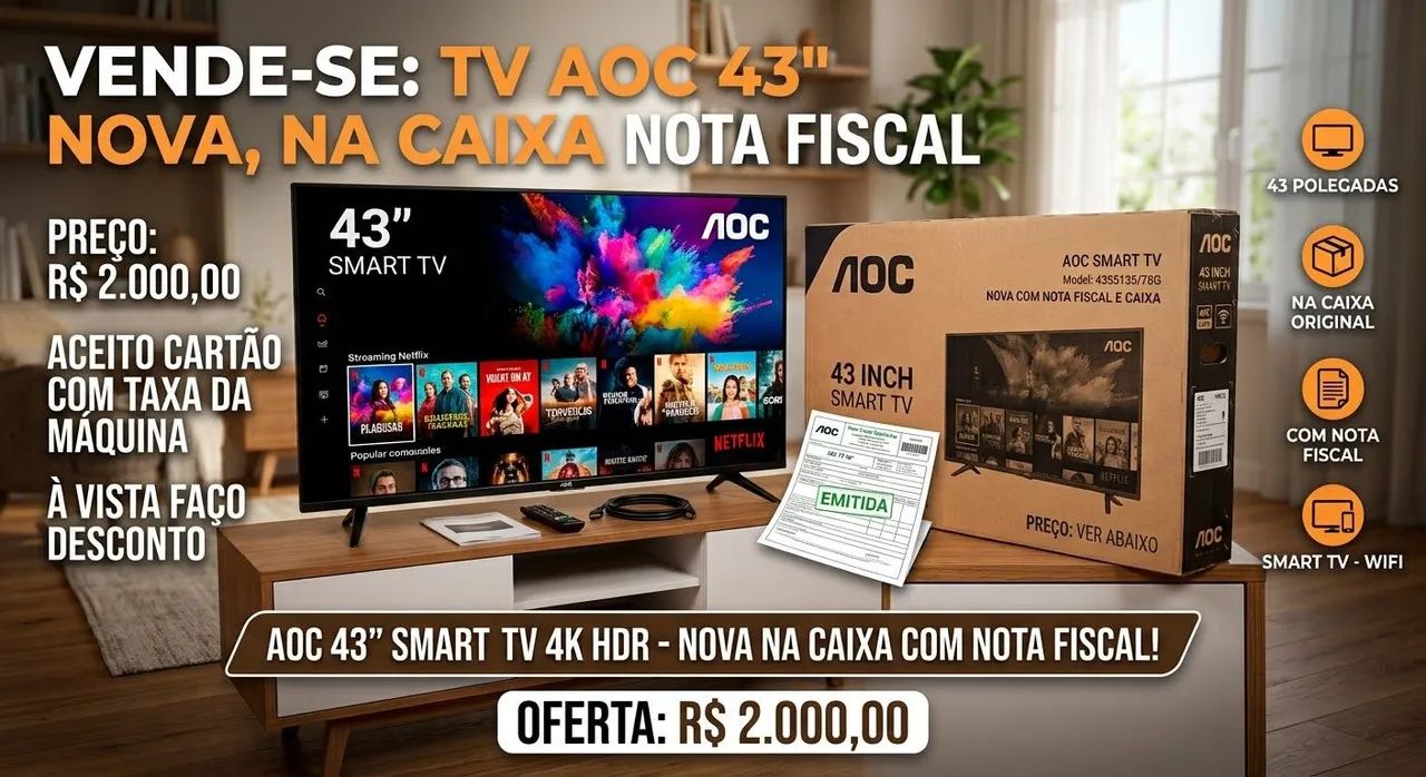 Vendo smartv AOC 43 polegadas nova 