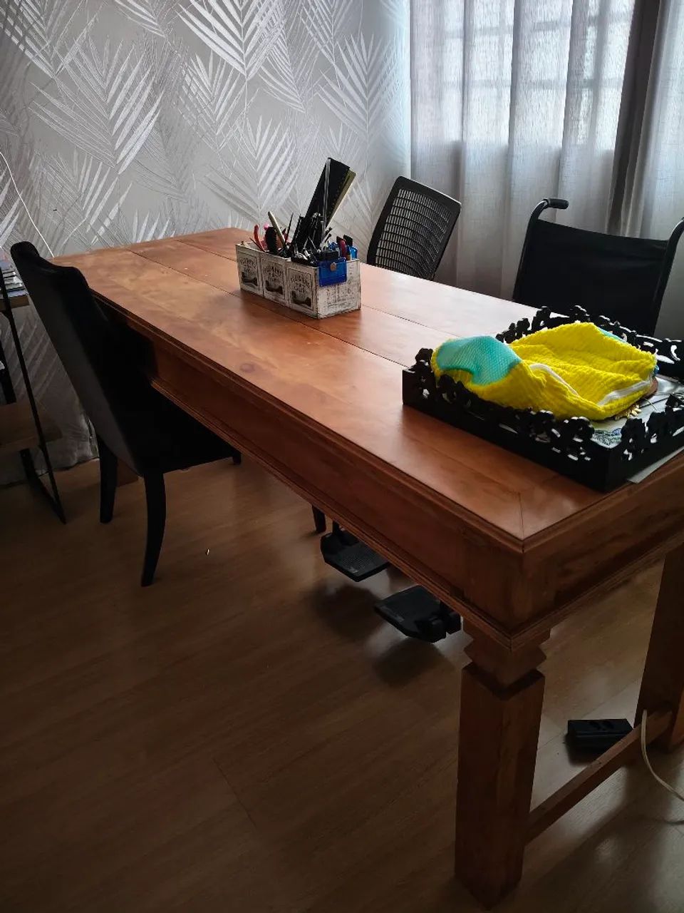 Mesa de madeira maciça 2 metros robusta e com Gavetas 