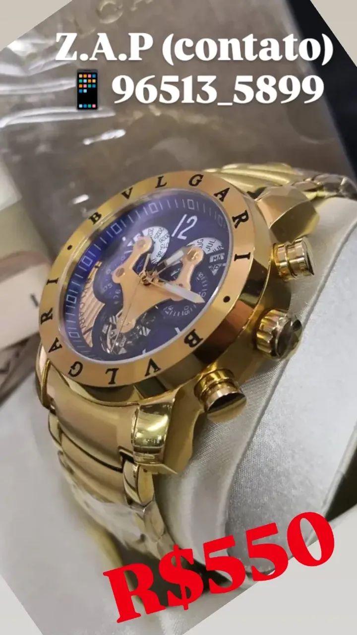 Relógio BVLGARI IRON MAN AUTOMÁTICO FUNDO AZUL - Foto 3