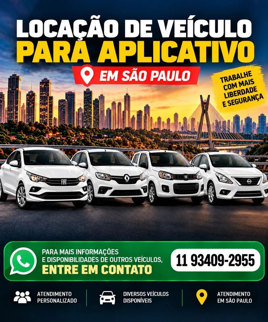 Aluguel de veículos COMFORT E UBER X