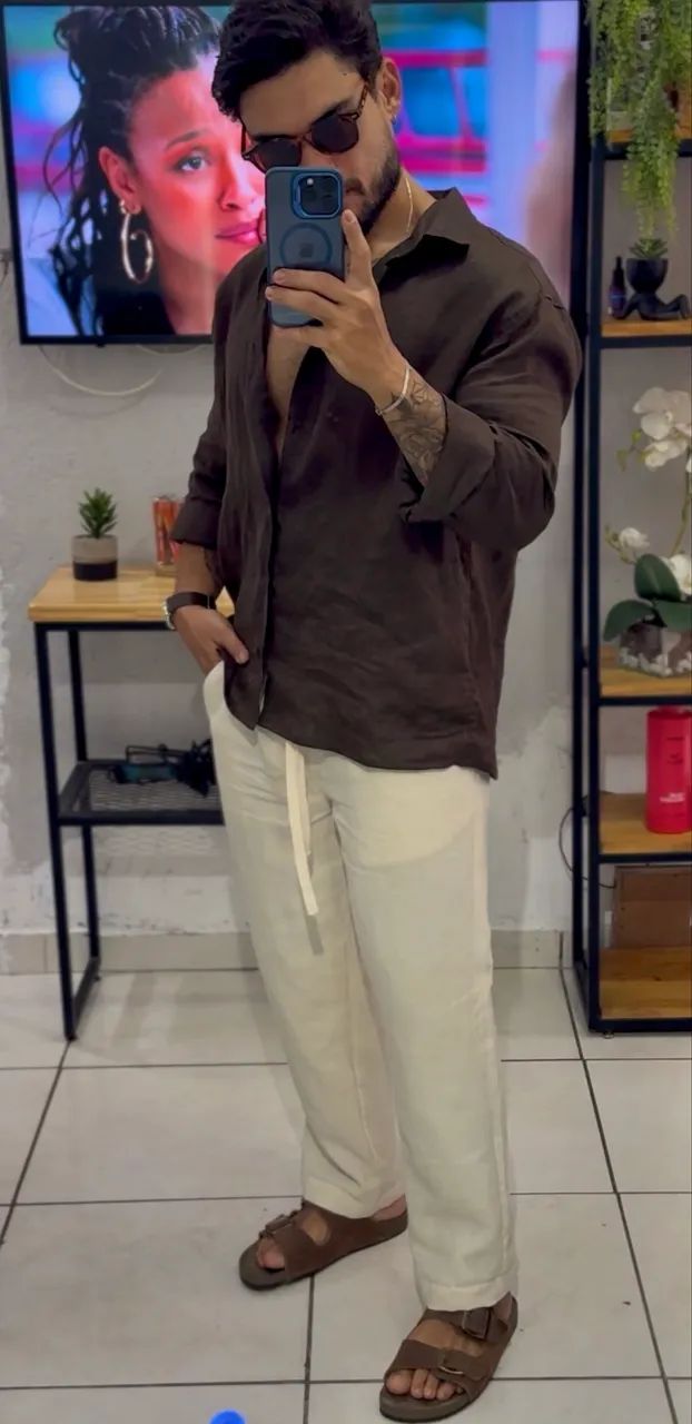 Calça linho osklen M 
