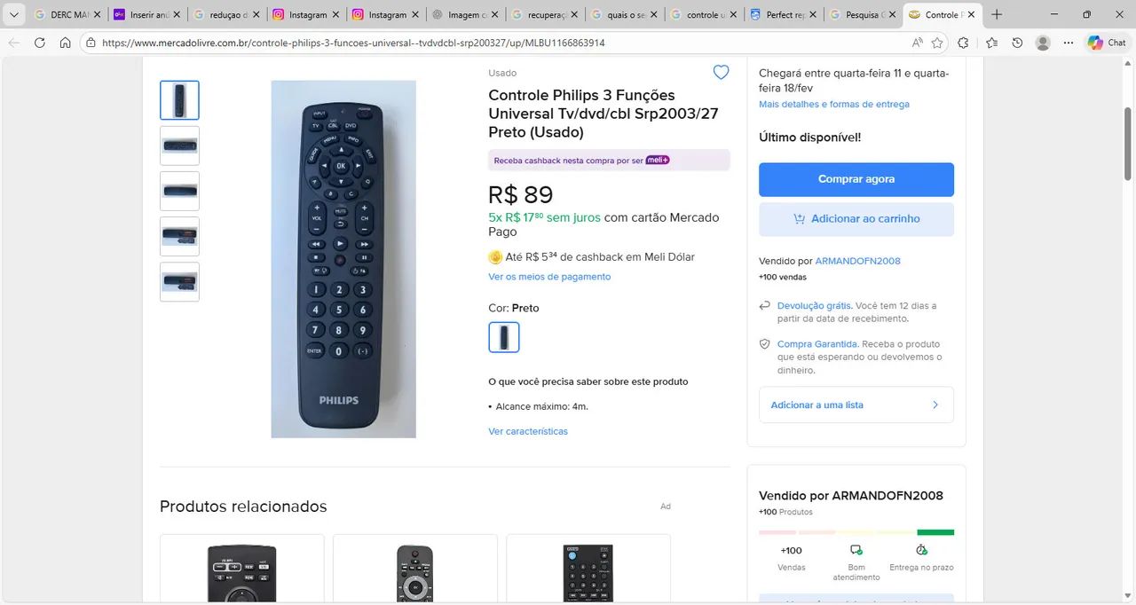 Controle Philips 3 funções universal  - Foto 5