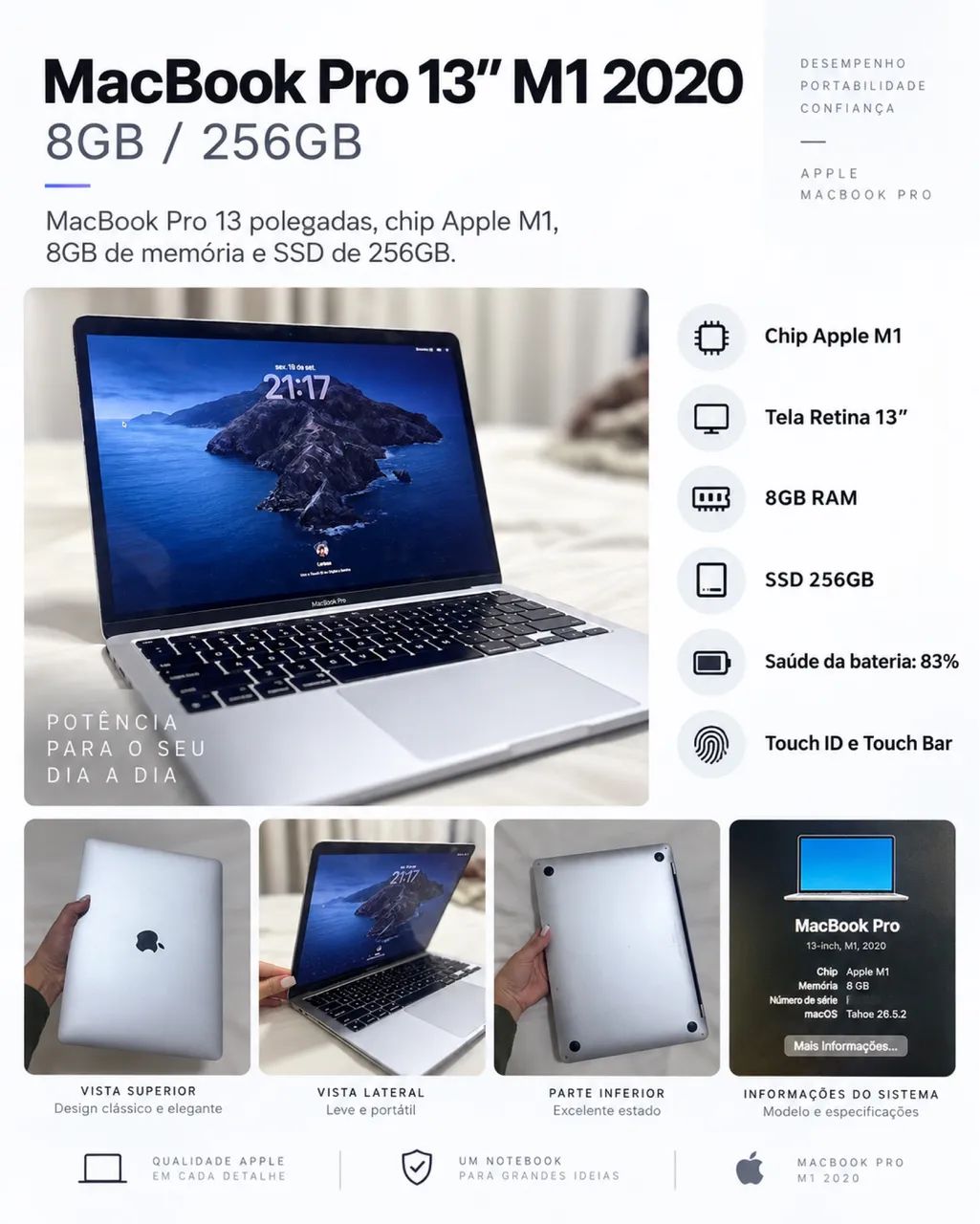 MacBook Pro 13? M1 2020 ? 8GB / 256GB - Notebooks - Recreio dos