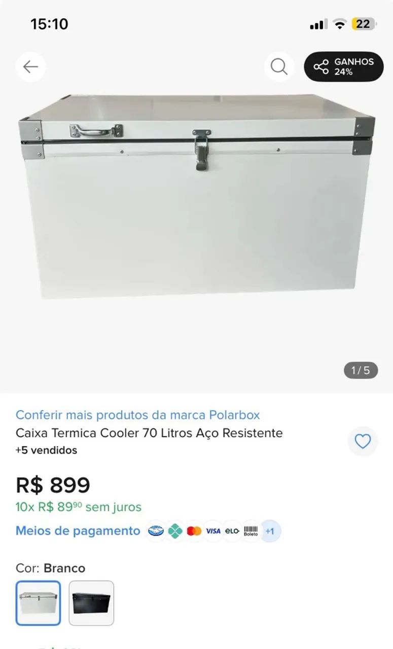 Caixa térmica cooler 70 litros 