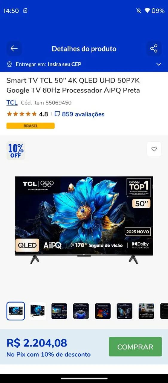 Tv smart tcl 50 polegadas 