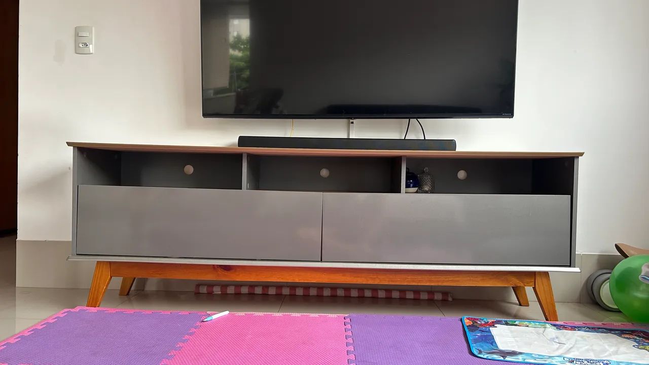 Rack Para Tv Até 65 Polegadas Elegant Cinamomo/titanium Móveis Bechara