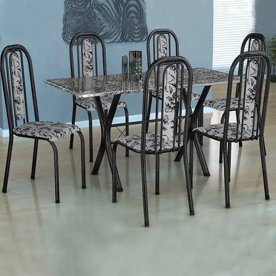 Conjunto mesa 6 Cadeiras + Pedra de Mármore 