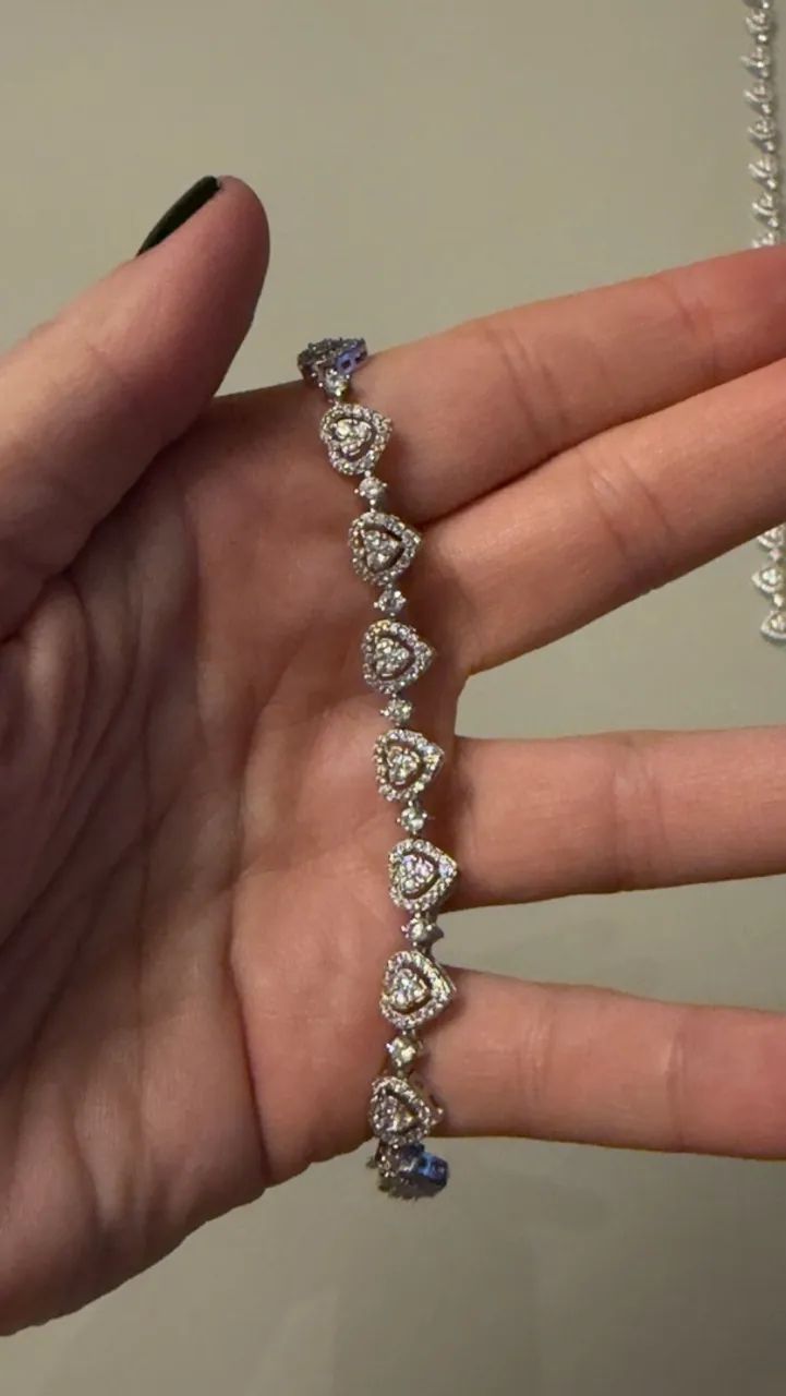 Colar e pulseira riviera prata coração  - Foto 3