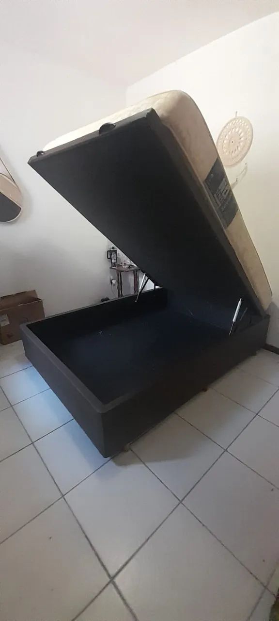 Cama Casal Baú com Colchão - Excelente Estado