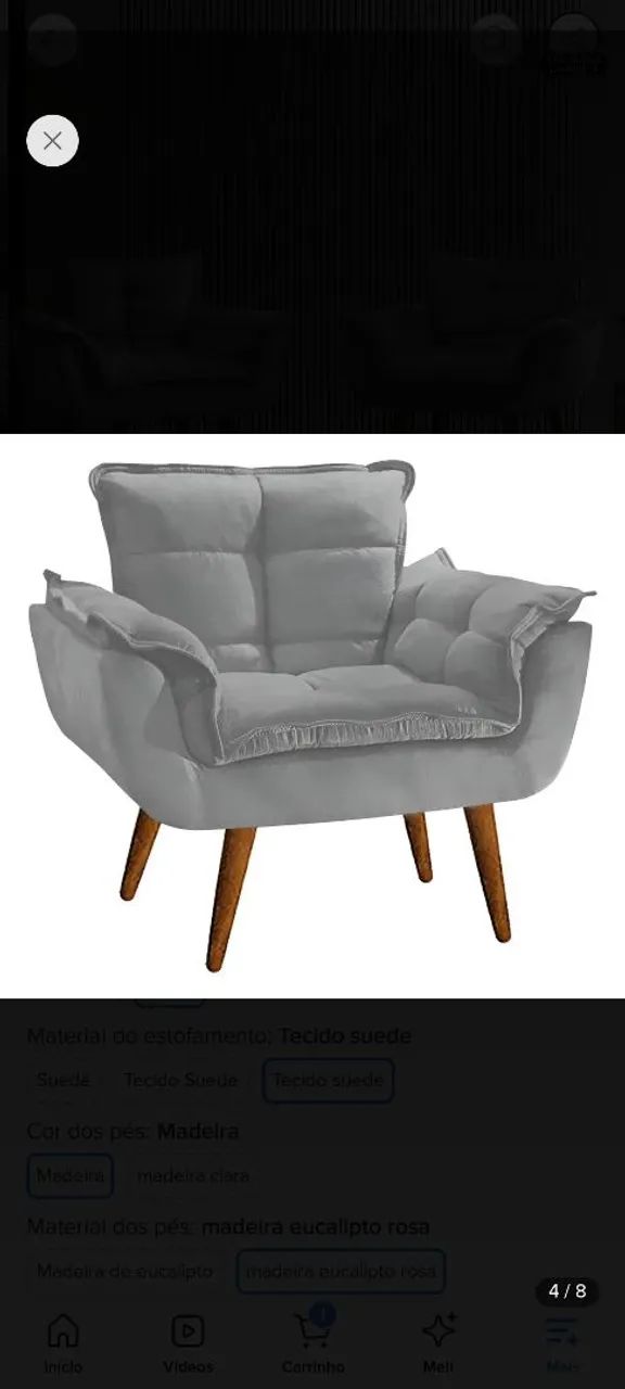 Kit 2 Poltrona Opala Para Sala Recepção Luxo Cor Cinza