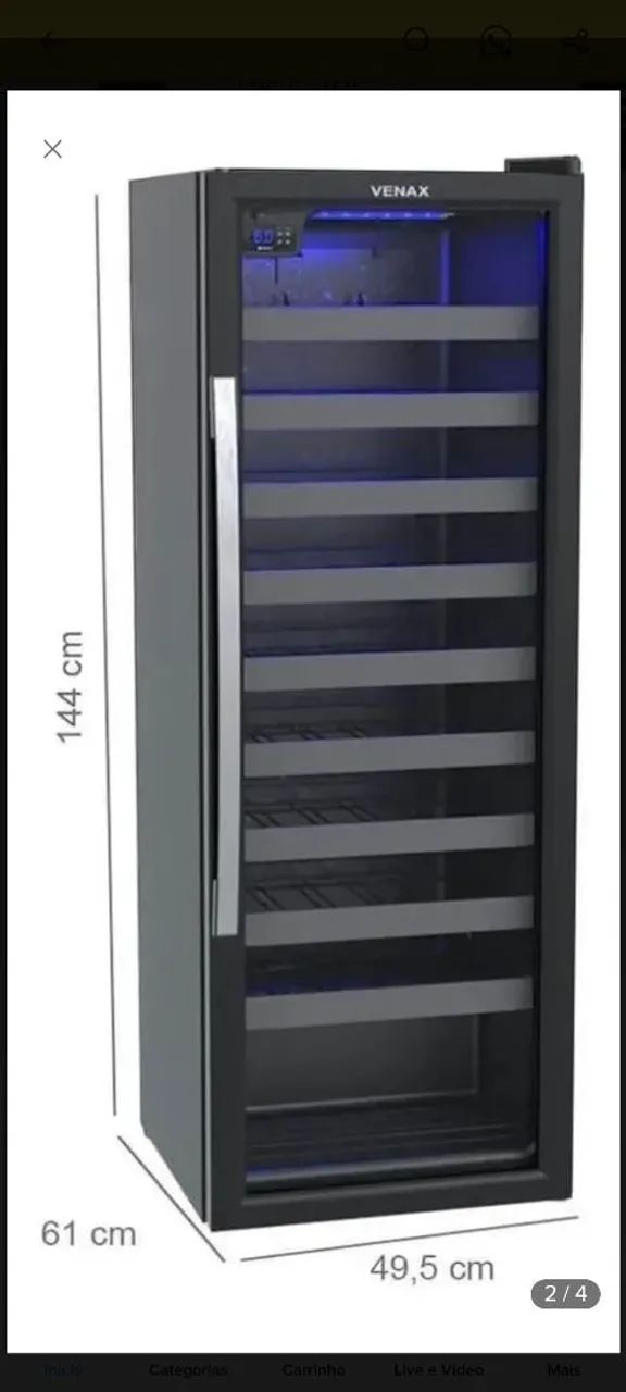 Adega Venax Piubelle 50 garrafas 220w