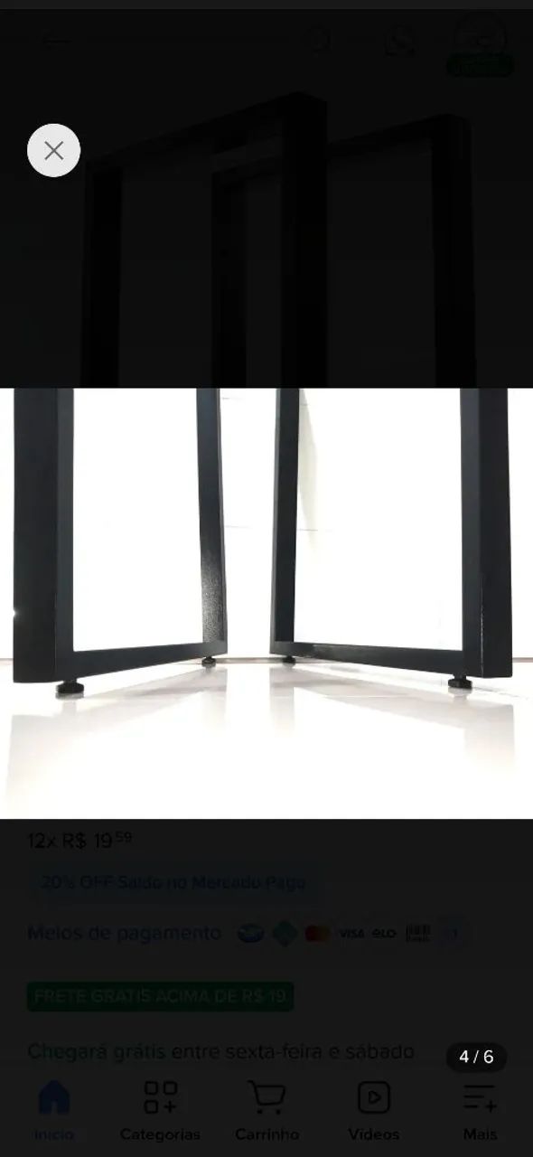 Pé para mesa em metalon  - Foto 2