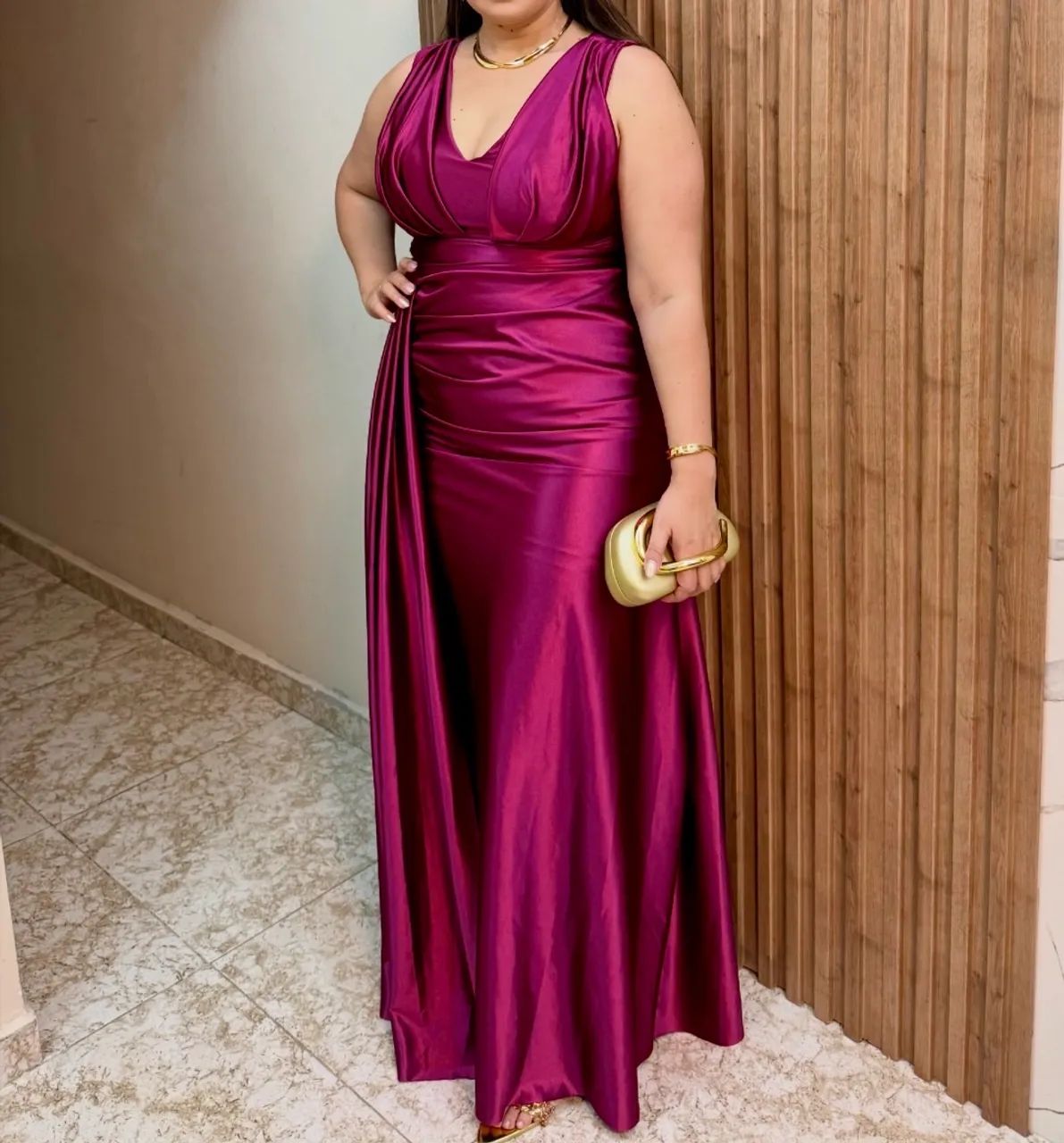 Vestido longo fúcsia 