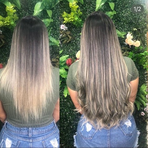 Cabelo humano loiro mesclado 70cm