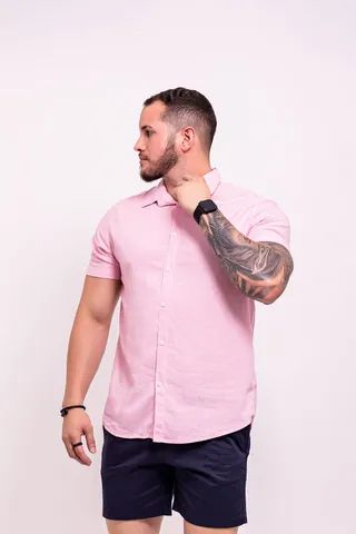 Camisas Linho Manga Curta 