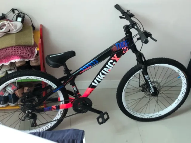 Bike bicicleta aro 26 freeride viking, bike dirt, downhill, wheeling,  urbano, grau, rl, 21 marchas