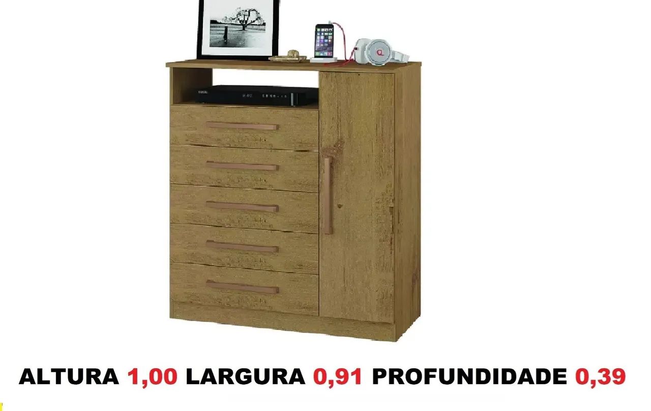 Comoda 5 gavetas com sapateira 