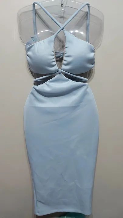 Vestido azul com recortes - Foto 2