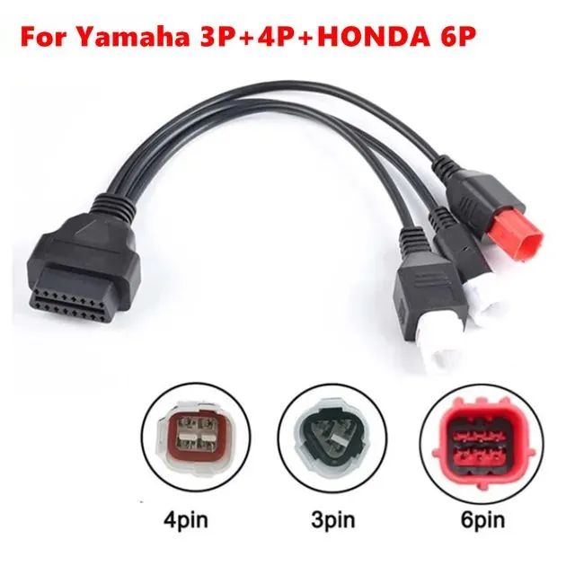 Cabo conector de diagnóstico de motocicleta 3 em 1, Yamaha, Honda, obd2 