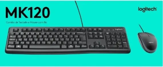 kit mouse teclado mk120 com fio usb logitech  - NOVO