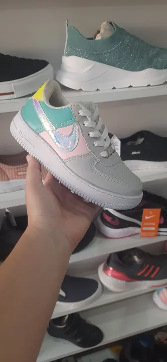 Tênis Nike Airforce Infantil Menina - Novo Cinza Verde Rosa